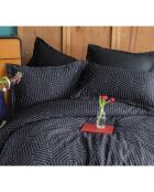 Parure housse de couette avec 2 taies d'oreiller en coton imprimé noire - 240x220 cm