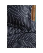 Parure housse de couette avec 2 taies d'oreiller en coton imprimé noire - 240x220 cm