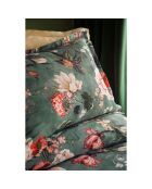 Juego de funda de edredón de algodón estampado verde con 2 fundas de almohada