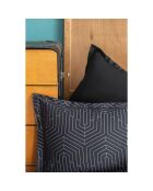 Parure housse de couette avec 2 taies d'oreiller en coton imprimé noire - 240x220 cm