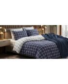 Parure housse de couette avec 2 taies d'oreiller en coton imprimé bleu marine