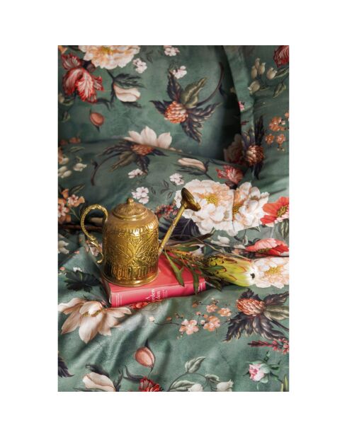 Juego de funda de edredón de algodón estampado verde con 2 fundas de almohada