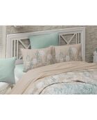Parure housse de couette avec 2 taies d'oreiller en coton imprimé verte