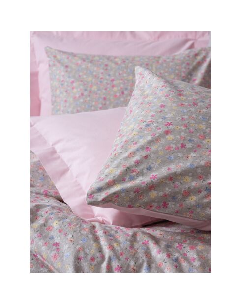 Parure housse de couette avec un taie d'oreiller en coton imprimé rose -140x200 cm