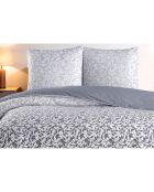 Parure housse de couette avec 2 taies d'oreiller en coton imprimé grise