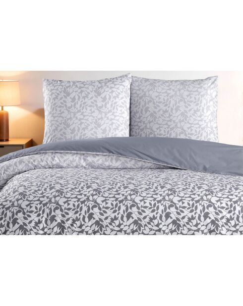 Set copripiumino in cotone stampato grigio con 2 federe