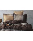 Parure housse de couette avec 2 taies d'oreiller en coton imprimé marron/beige - 240x220 cm