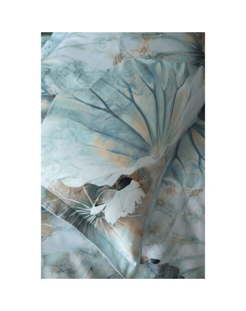 Parure housse de couette avec 2 taies d'oreiller en coton imprimé verte