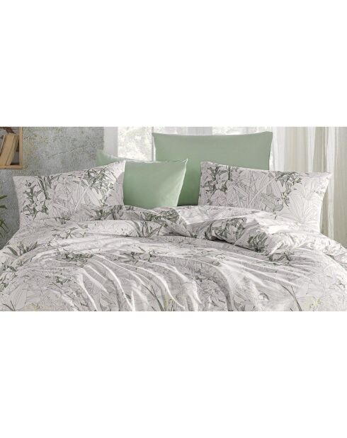 Juego de funda nórdica de algodón estampado verde con funda de almohada, 140 x 200 cm