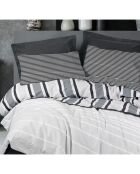 Parure housse de couette avec un taie d'oreiller en coton imprimé grise - 140x200 cm