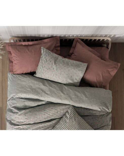 Juego de funda nórdica con funda de almohada de algodón estampado gris -140x200 cm