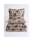 Parure housse de couette avec 2 taies d'oreiller en coton imprimé bleu/beige