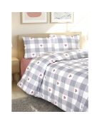 Parure housse de couette avec 2 taies d'oreiller en coton imprimé grise