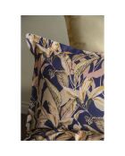 Parure housse de couette avec 2 taies d'oreiller en coton imprimé bleu/beige