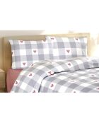 Parure housse de couette avec 2 taies d'oreiller en coton imprimé grise