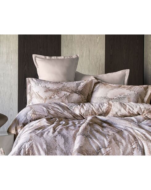 Beige katoenen dekbedovertrekset met 2 kussenslopen