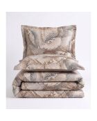 Parure housse de couette avec 2 taies d'oreiller en coton imprimé beige