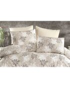 Parure housse de couette avec 2 taies d'oreiller en coton imprimé beige