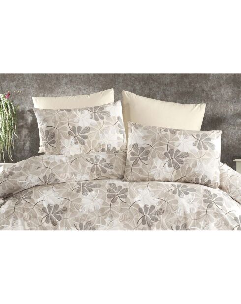 Beige katoenen dekbedovertrekset met 2 kussenslopen