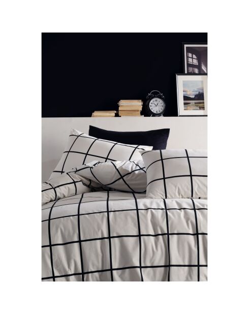 Juego de funda de edredón de algodón estampado en blanco y negro con 2 fundas de almohada