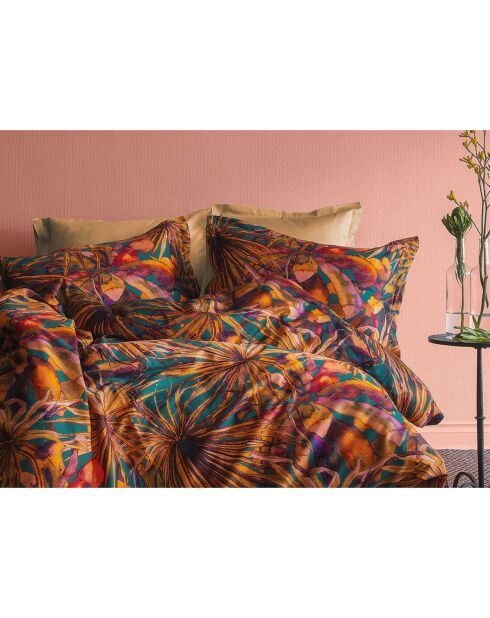 Parure housse de couette avec 2 taies d'oreiller en coton imprimé rouge