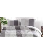 Parure housse de couette avec 2 taies d'oreiller en coton imprimé grise