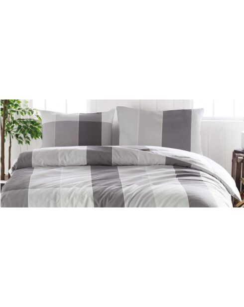 Set copripiumino in cotone stampato grigio con 2 federe
