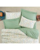 Parure housse de couette avec un taie d'oreiller en coton imprimé multicolore -140x200 cm