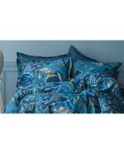 Juego de funda de edredón de algodón estampado azul con 2 fundas de almohada
