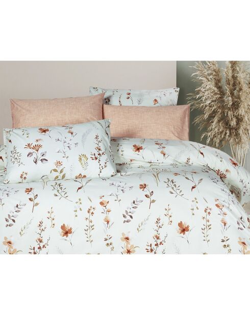 Parure housse de couette avec 2 taies d'oreiller en coton verte