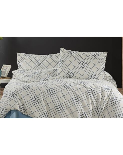 Parure housse de couette avec 2 taies d'oreiller en coton bleue - 240x220 cm
