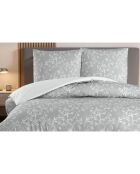 Juego de funda nórdica con funda de almohada de algodón estampado gris - 140x200 cm