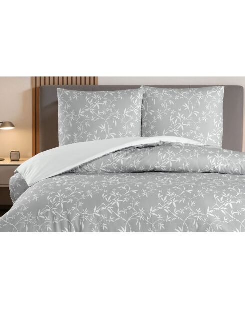 Juego de funda nórdica con funda de almohada de algodón estampado gris - 140x200 cm