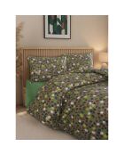 Juego de funda de edredón de algodón estampado verde con 2 fundas de almohada
