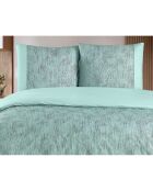 Parure housse de couette avec un taie d'oreiller en coton imprimé verte