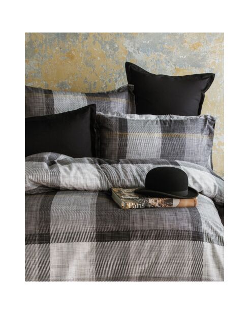 Juego de funda nórdica de algodón estampado en negro y gris con 2 fundas de almohada, 240 x 220 cm