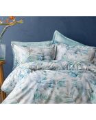 Parure housse de couette avec 2 taies d'oreiller en coton imprimé verte