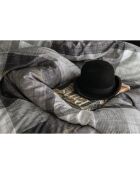 Juego de funda nórdica de algodón estampado en negro y gris con 2 fundas de almohada, 240 x 220 cm