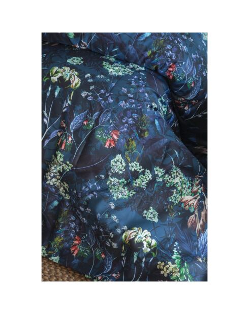 Juego de funda de edredón de algodón estampado azul con 2 fundas de almohada