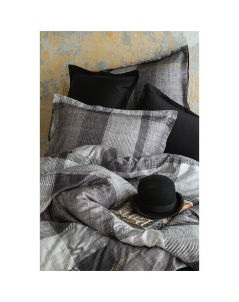 Juego de funda nórdica de algodón estampado en negro y gris con 2 fundas de almohada, 240 x 220 cm