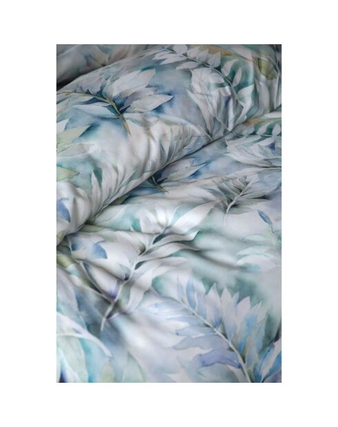 Parure housse de couette avec 2 taies d'oreiller en coton imprimé verte