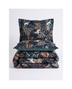 Juego de funda de edredón de algodón estampado azul con 2 fundas de almohada