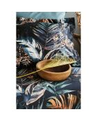 Juego de funda de edredón de algodón estampado azul con 2 fundas de almohada