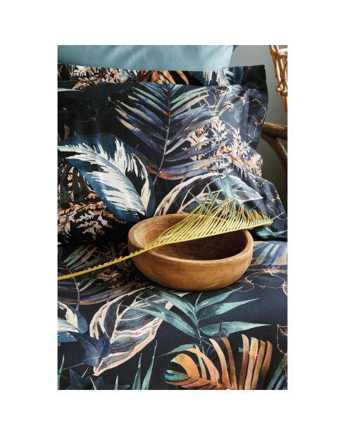 Juego de funda de edredón de algodón estampado azul con 2 fundas de almohada