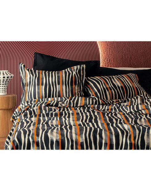 Parure housse de couette avec 2 taies d'oreiller satin de en coton imprimé multicolore - 240x220 cm