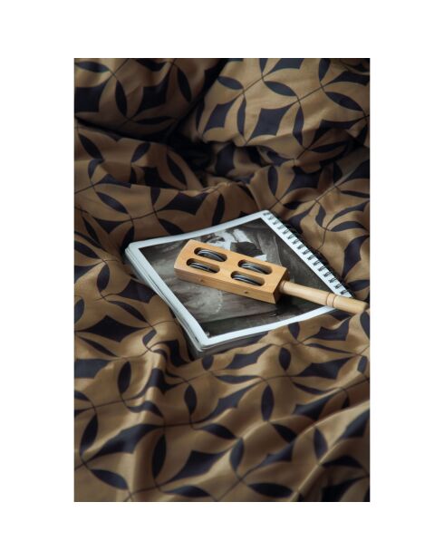 Juego de funda de edredón de algodón estampado marrón con 2 fundas de almohada