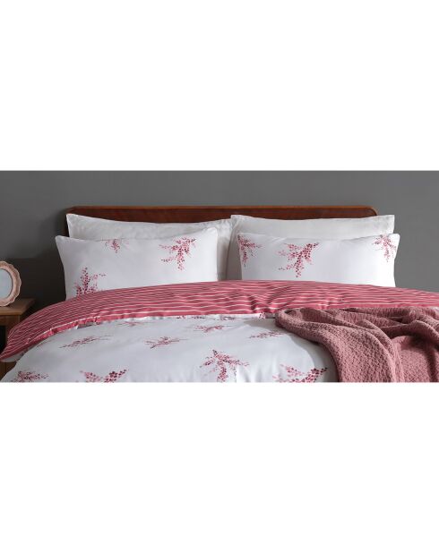 Rosa bedrucktes Bettbezug-Set aus Baumwolle mit 2 Kissenbezügen