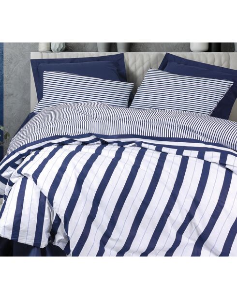 Juego de funda de edredón de algodón estampado azul marino con funda de almohada, 140 x 200 cm
