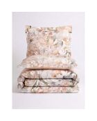 Parure housse de couette avec 2 taies d'oreiller en coton imprimé beige
