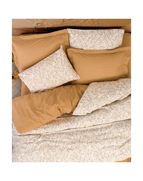Beige katoenen dekbedovertrekset met 2 kussenslopen